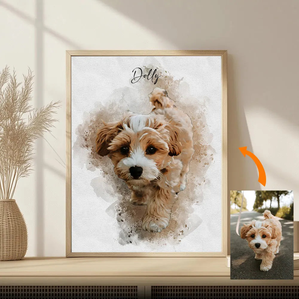Cadeau pour animaux de compagnie Portrait personnalisé - Toile personnalisée pour chien et chat à partir de la photo