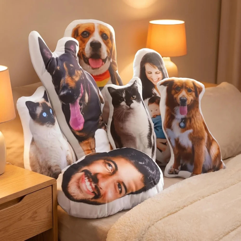 Oreiller photo pour animaux de compagnie personnalisé, coussin de chat en forme 3D personnalisé