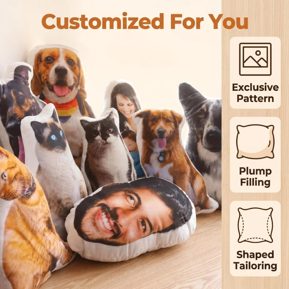 Oreiller photo pour animaux de compagnie personnalisé, coussin de chat en forme 3D personnalisé