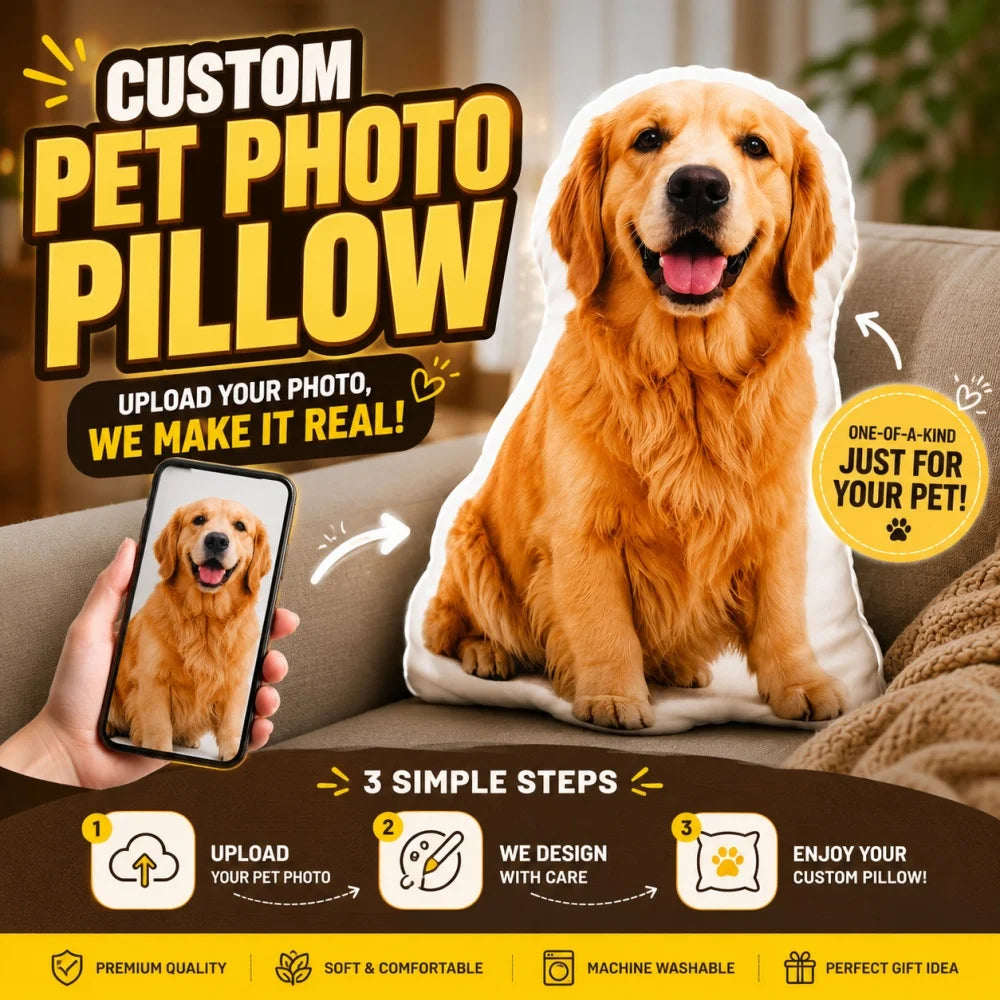 Oreiller photo pour animaux de compagnie personnalisé, coussin de chat en forme 3D personnalisé